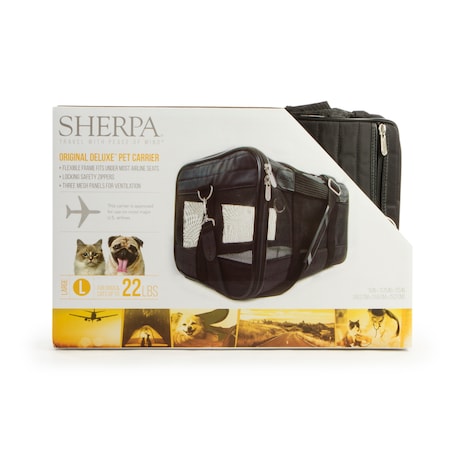 Sherpa Travel Original Deluxe Airline Approved Pet Carrier, Black, Large 55511-94995-006